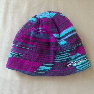 Columbia Kids' Colorful Striped Beanie - Purple and Teal